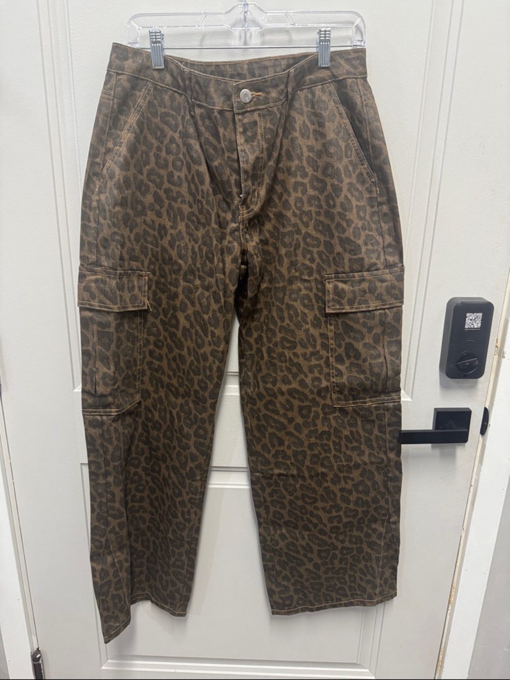 Women’s Leopard Print Brown wide-leg Cargo Pants